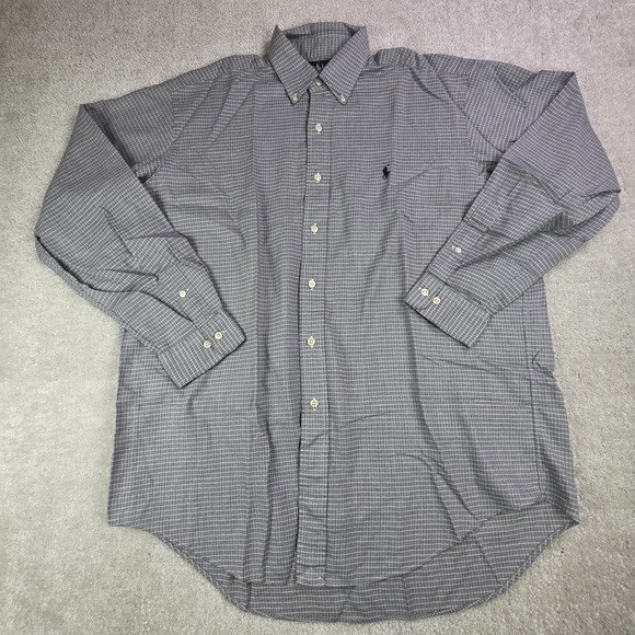 Ralph Lauren Cotton Yarmouth Long Sleeve Dress Shirt Men's Size 16 34/35 Gray - Picture 2 of 6